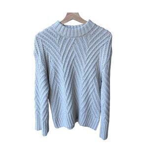 A New Day Sweater Top Beige Textured Chevron Mock Neck Knit Pullover Size XS
